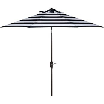 Safavieh PAT8004B Outdoor Collection Iris Fashion Line Auto Tilt Umbrella, 9', Navy/White | Amazon (US)