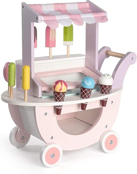 ROBUD Wooden Ice Cream Cart Toys for Kids, Toddlers Pretend Play Food Truck, Gift for Girls and B... | Amazon (US)