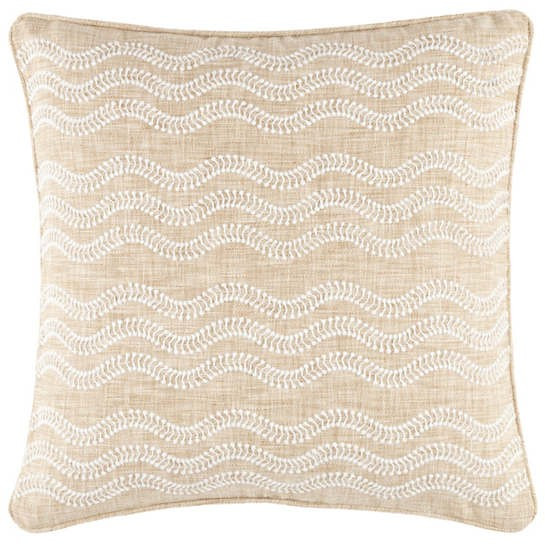 Scout Embroidered Natural Indoor/Outdoor Decorative Pillow | Annie Selke