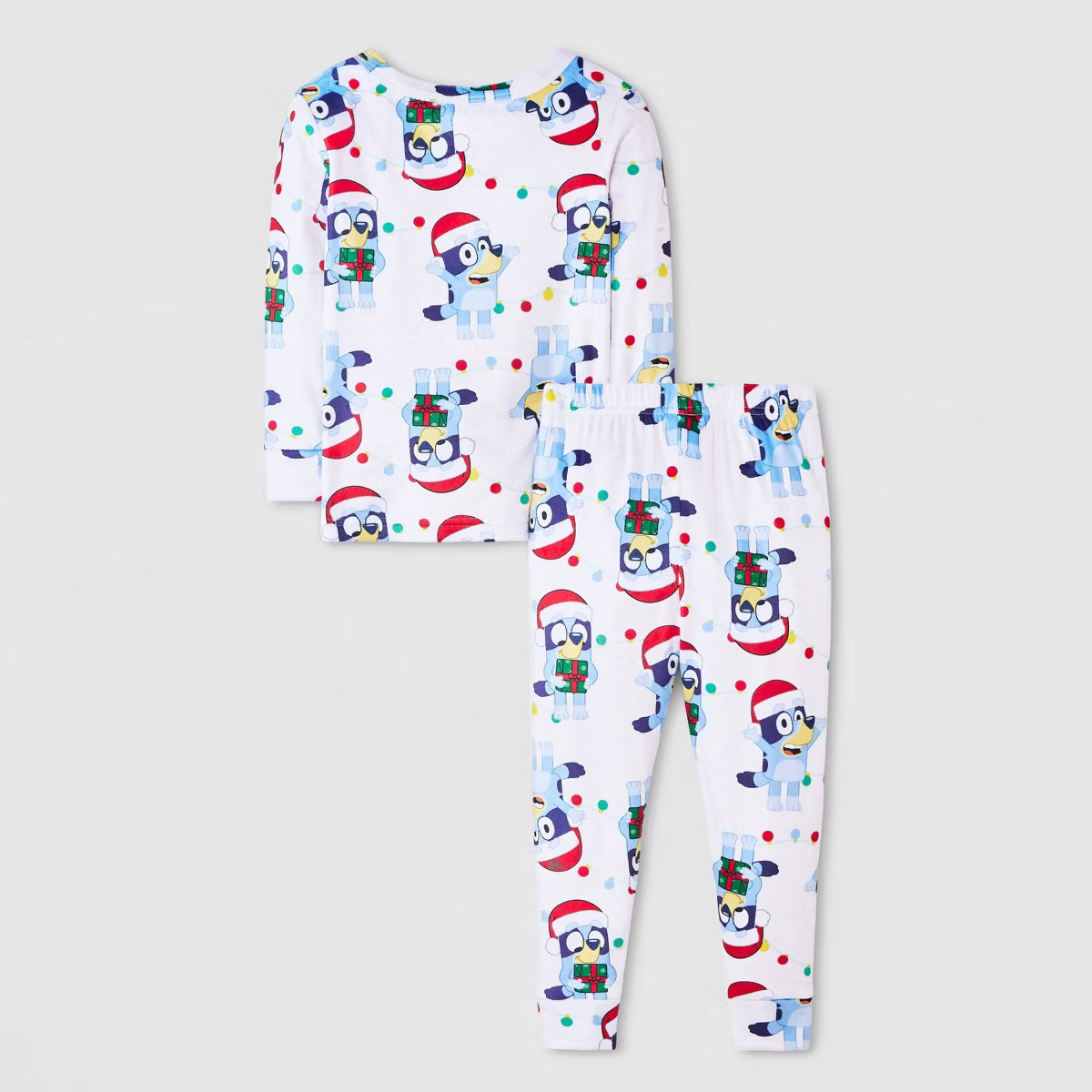 Toddlers' 2pc Bluey Snuggly Soft Christmas Lights Pajama Set & Socks - Blue | Target