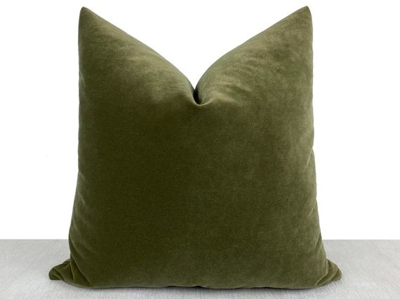 Green Velvet Pillow Cover Olive Green Throw Pillow Olive - Etsy | Etsy (US)