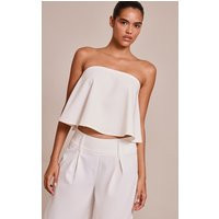 White Woven Tailored Floaty Bandeau Top | PrettyLittleThing US