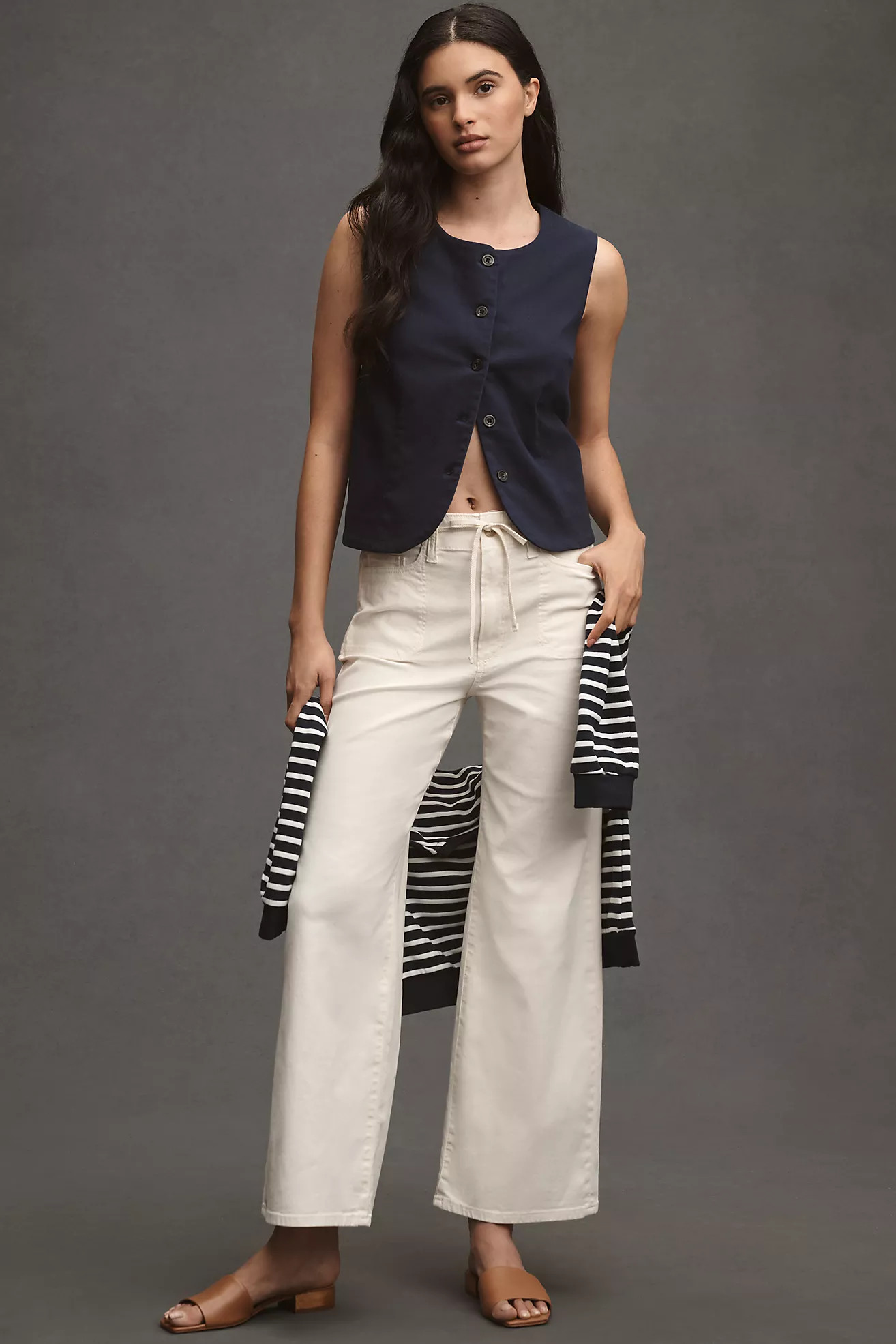 PAIGE Ari High-Rise Wide-Leg Tie-Waist Jeans | Anthropologie (US)
