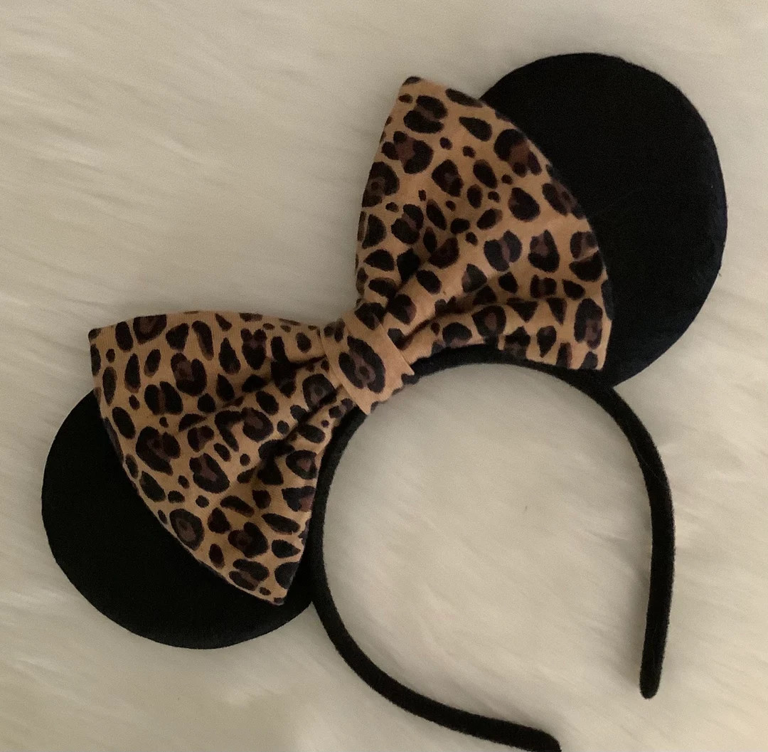 Cheetah Print Minnie Ears Headband: Brown Cheetah Bow,up Headband - Etsy | Etsy (US)