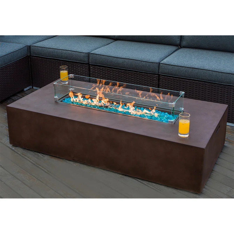 Leatherhead 18'' H x 56'' W Concrete Propane Outdoor Fire Pit Table | Wayfair North America