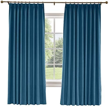Drapifytex Extra Wide Pinch Pleated Drapery Faux Linen Room Darkening Curtain 150 Inches Width by... | Amazon (US)