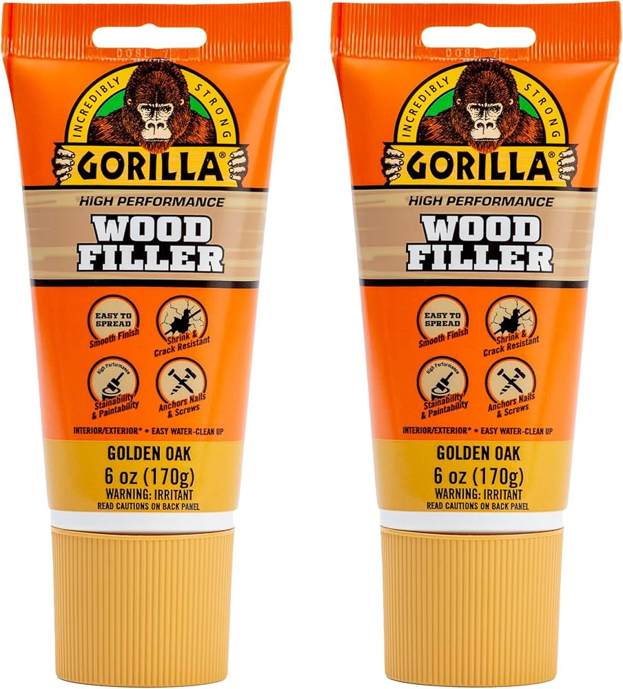 Gorilla All Purpose Wood Filler, Golden Oak Color, 6 Ounce Tube (Pack of 2) - Water Resistant for... | Amazon (US)