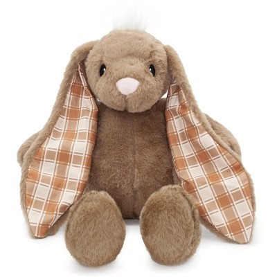 Plushible 14" Brown Easter Bunny Plush Stuffed Animal with Plaid Long Ear Details | Target