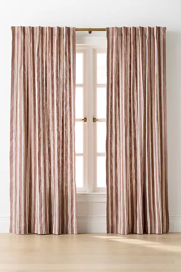 Luxe Linen Wide Stripe Blend Woven Curtain | Anthropologie (US)
