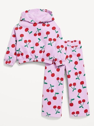 Printed Long-Sleeve Hoodie and Wide-Leg Sweatpants Set for Toddler Girls | Old Navy (US)