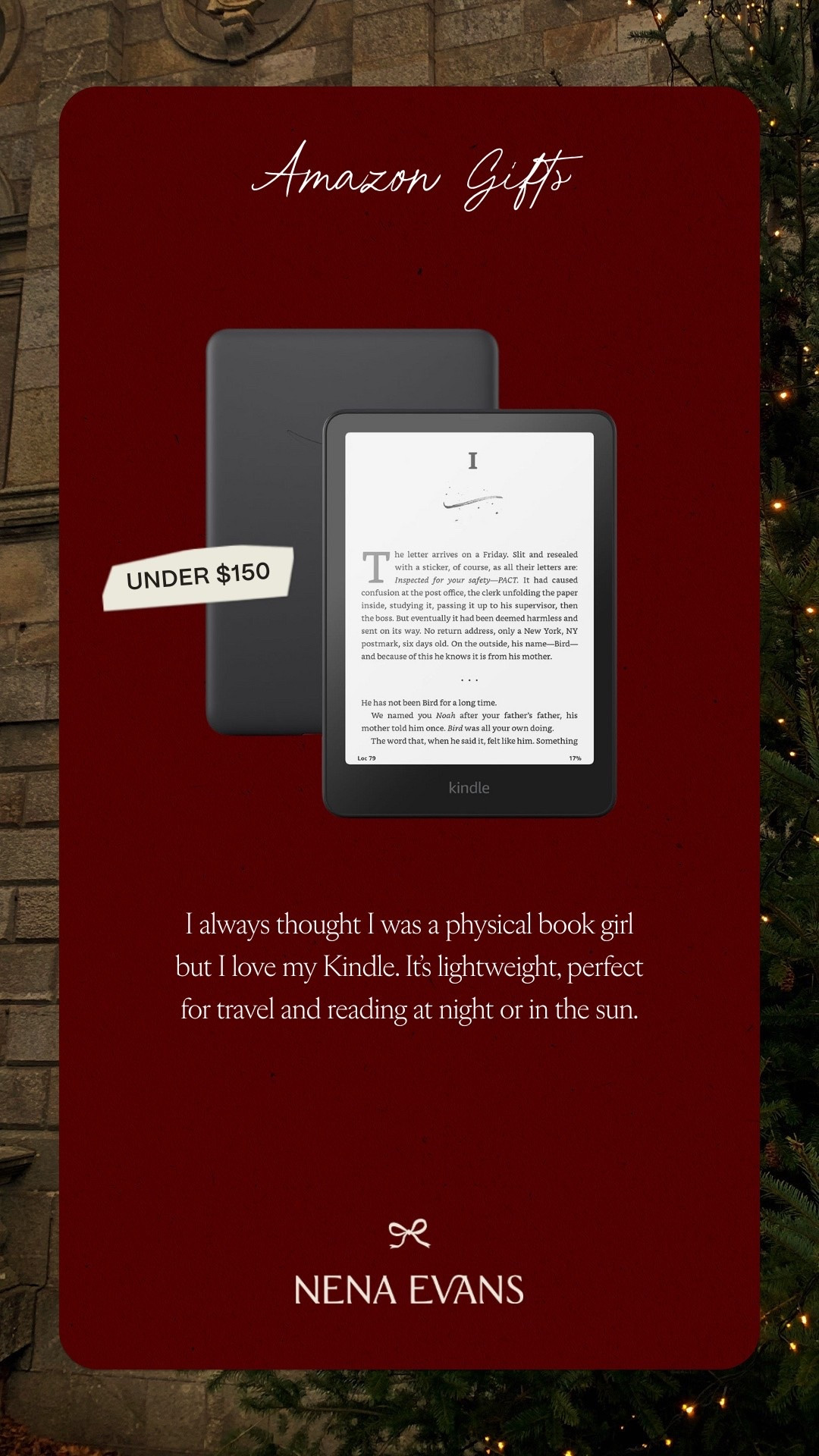 Gift idea for her! I always thought I was a physical book girl but I love my Kindle. It’s lightweight, perfect for travel and reading at night or in the sun ☀️ 

Kindle 
E-reader 
Amazon finds 
Gifts for her 
Gifts for him 
Gift Guide 
Travel gifts
Amazon gifts

#LTKTravel #LTKHoliday #LTKGiftGuide