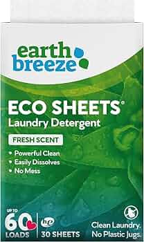 Earth Breeze Laundry Detergent Sheets Fresh Scent - 60 Loads No Plastic Jug Concentrated Laundry ... | Amazon (US)