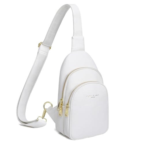 INICAT Small Crossbody Sling Bags Faux Leather Fanny Packs Purses for Women Everyday & Travel(White) | Amazon (US)