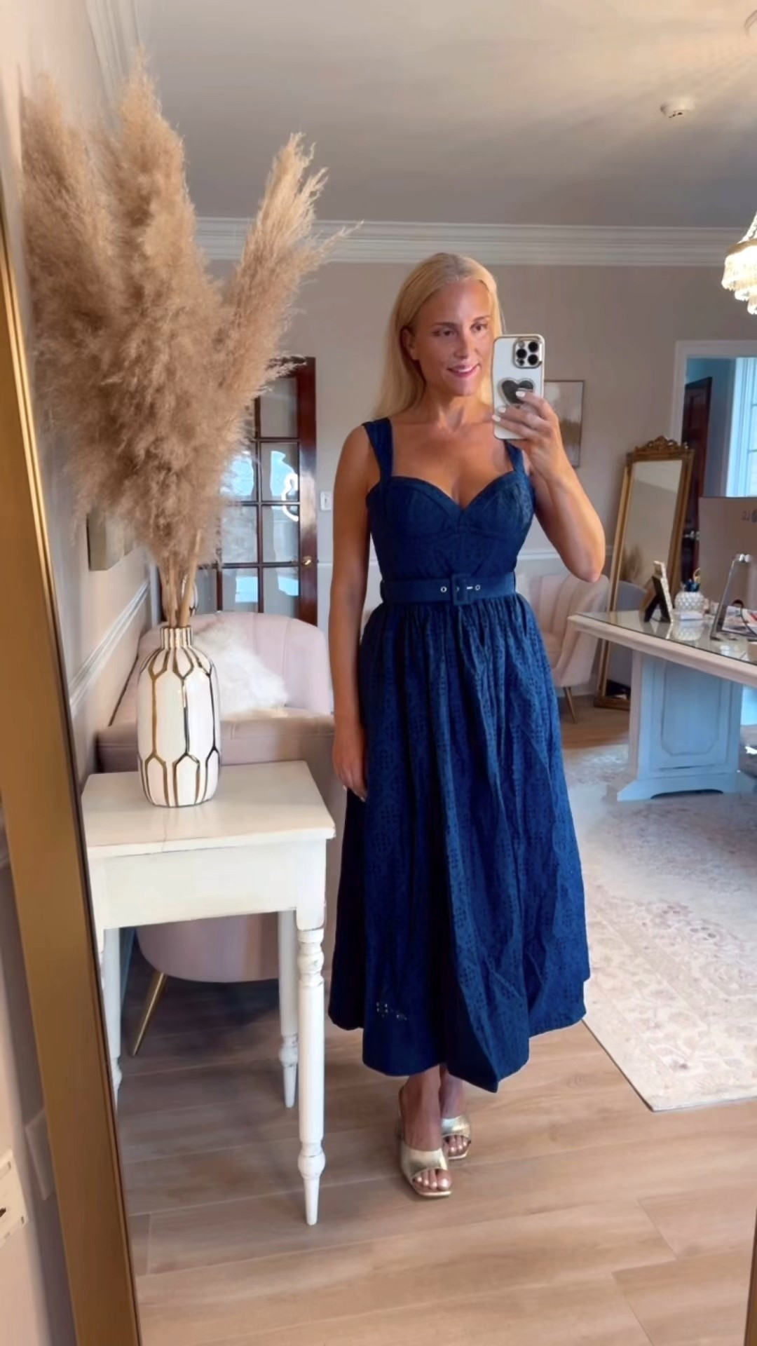 This navy blue cotton eyelet midi dress is so beautiful. Very high-quality and classy. Absolutely adore! Wearing a medium. On sale for $150

#LTKStyleTip #LTKSeasonal #LTKOver40