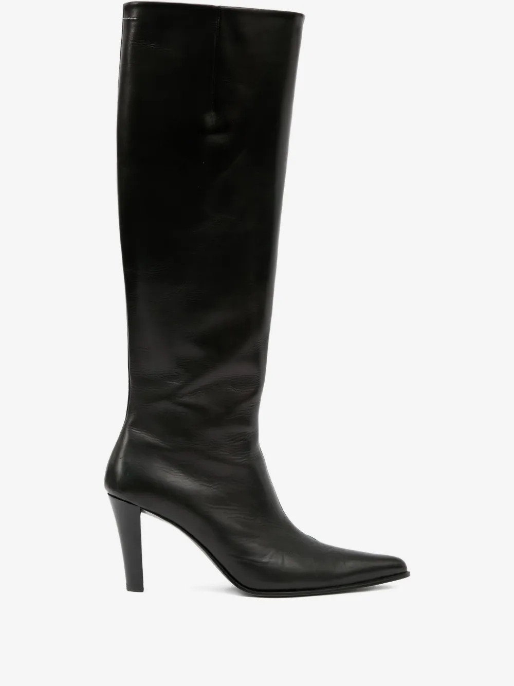 MM6 Maison Margiela leather knee-high boots - Black | Farfetch Global