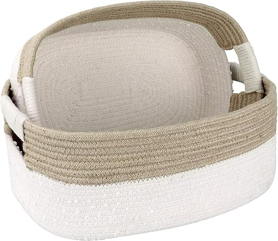 LA JOLIE MUSE Large Storage Baskets Set of 2, Natural Soft Cotton and Jute Rope Baskets for Baby ... | Amazon (US)