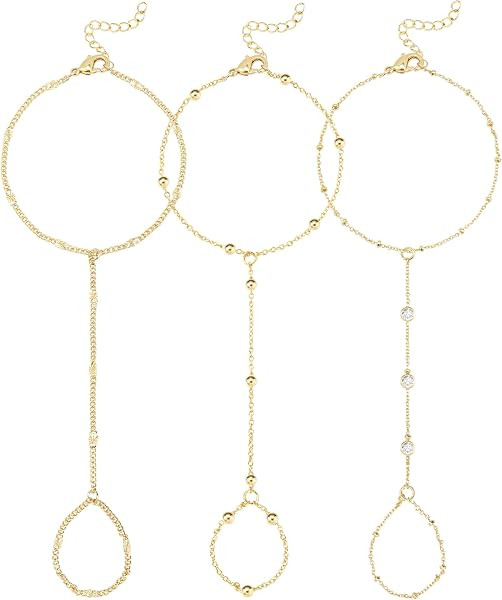 Reoxvo Gold Hand Chain Ring Bracelets Jewelry for Women | Amazon (US)
