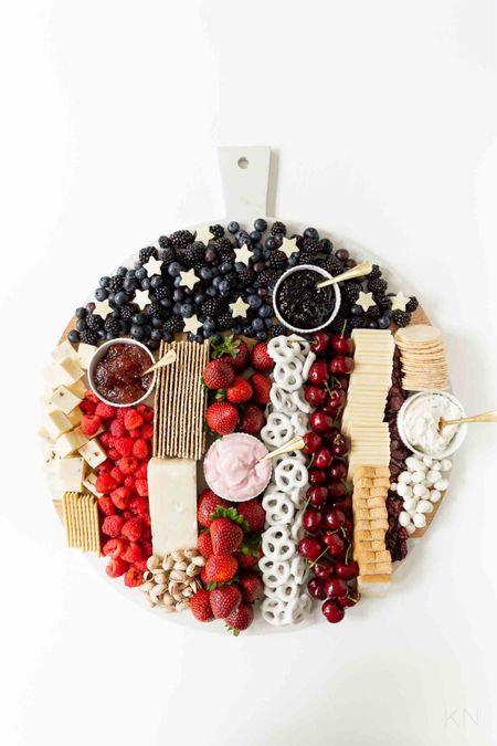 Here’s an easy to do entertaining idea for your Fourth of July celebrations…a red white and blue grazing board with lots of fresh ingredients. As a note, my favorite white marble paddle board is currently on rare sale and the price can’t be beat! charcuterie board Fourth of July board entertaining idea party food cheese board fruit board

#LTKFindsUnder50 #LTKSeasonal #LTKParties