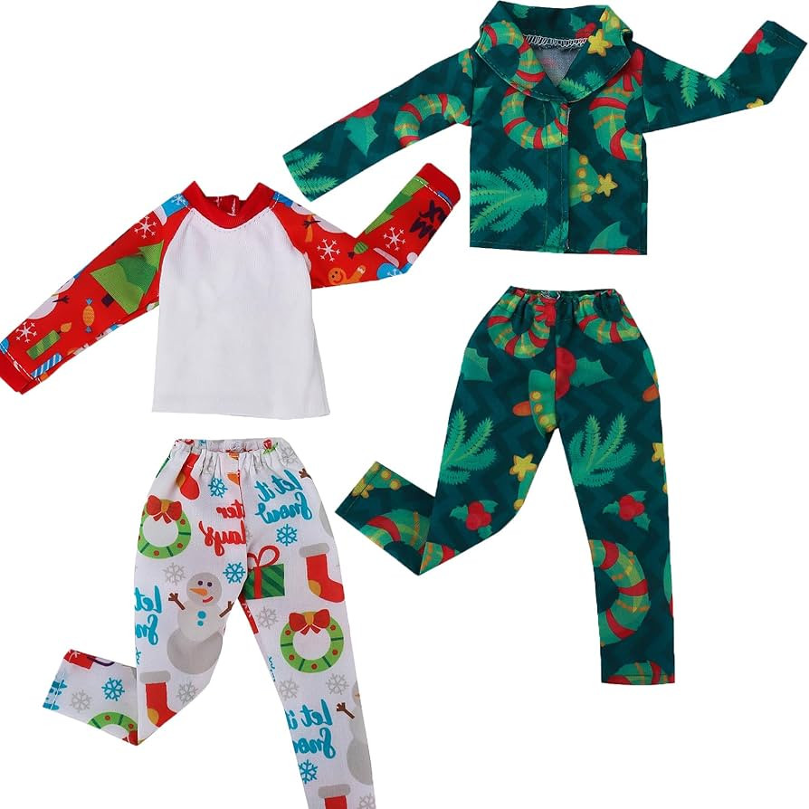 YAMASO ELF Doll Sleepwear Sets 2pcs Pajamas (Green+Red) | Amazon (US)