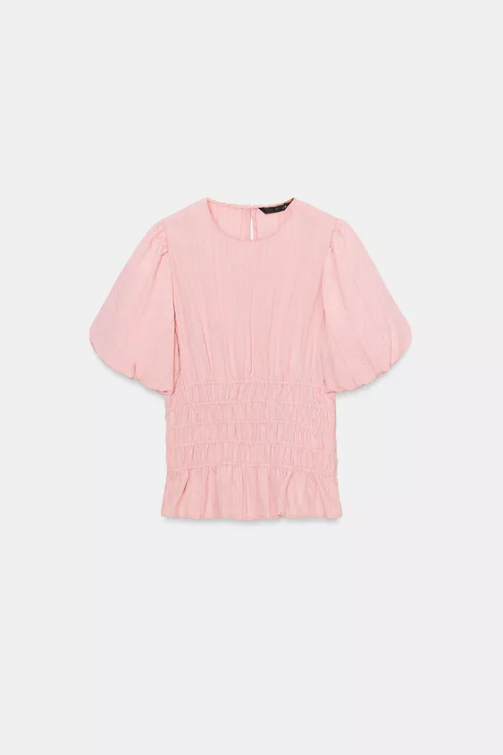 SMOCKED PUFF SLEEVE TOP | Zara US