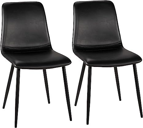 HeuGah Dining Chairs,Black Dining Chairs Set of 2,PU Leather Kitchen & Dining Room Chairs,Mid Cen... | Amazon (US)