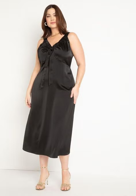 Midi Dress With Ruched Neckline | Eloquii