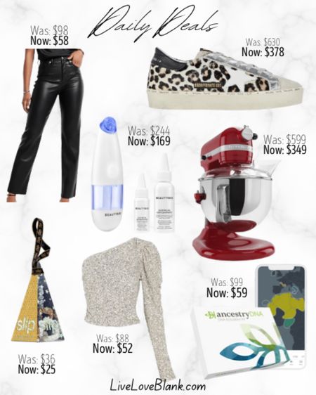 Daily Deals ✨
Faux leather pants 40% off
Sequin one puff shoulder top 40% off
Pure silk scrunchy ornament only $25
AncestryDNA
Golden goose sneakers 40% off
Kitchenaid pro 6000 stand mixer
BeautyBio pore cleansing tool

#LTKsalealert #LTKHoliday #LTKGiftGuide