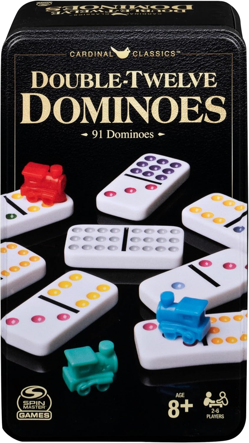 Spin Master Games, Cardinal Classics Double 12 Dominoes Set in Storage Tin, Family Board Games, 2... | Amazon (US)