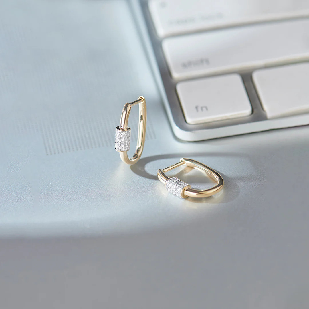 Tube Hoop Earrings|14K Gold Vermeil Lab Grown Diamond |HYOU | Hyou Fine Jewelry