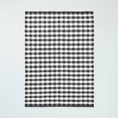 Textured Gingham Indoor/Outdoor Woven Area Rug Dark Gray/Cream - Hearth & Hand™ with Magnolia | Target