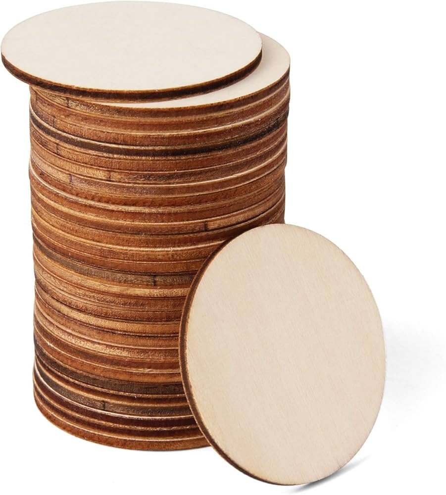 2" Small Wood Circles Round Wood Discs DIY Unfinished Round Blank Wooden for Crafts, School Proje... | Amazon (US)