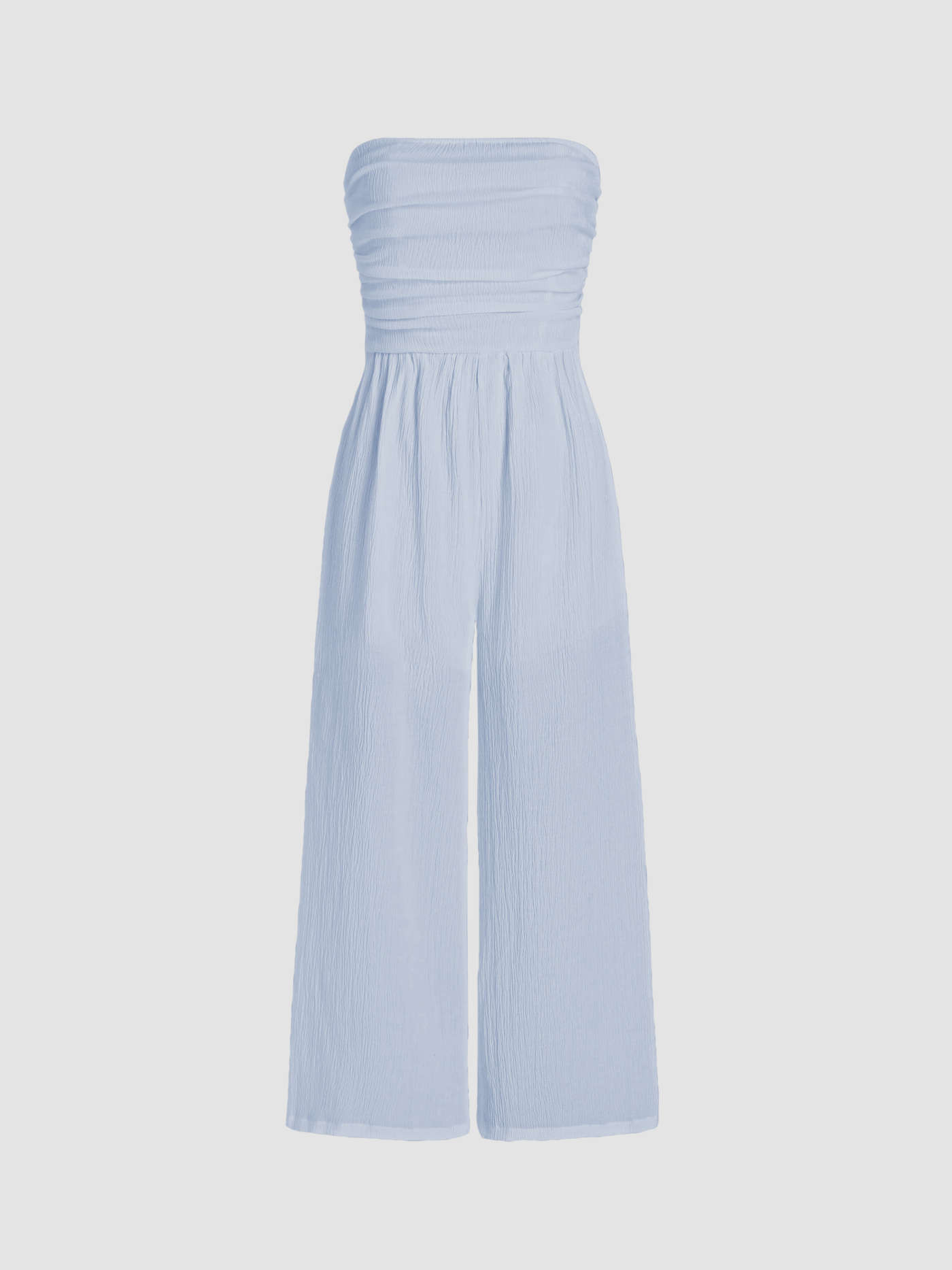 Texture Ruched Tube Wide Leg Jumpsuit | Cider