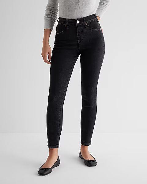 High Waisted Black Cropped Skinny Jeans | Express