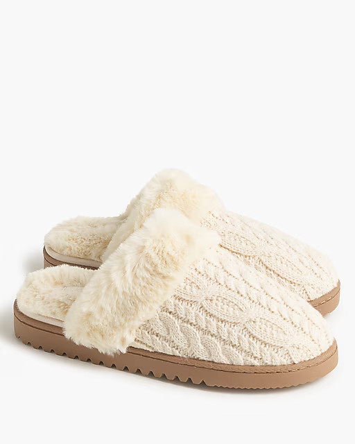 Cable-knit scuff slippers | J.Crew Factory
