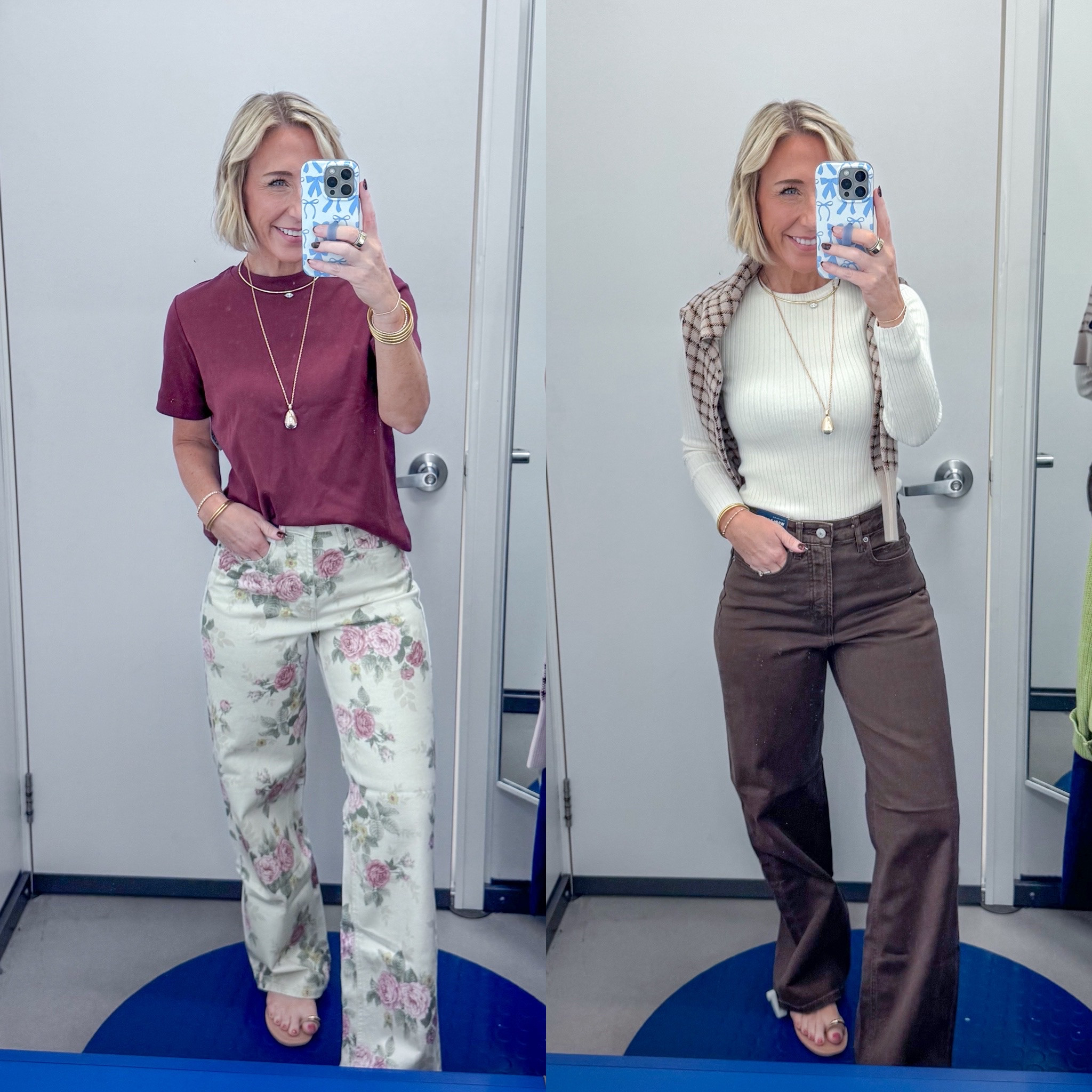 Old Navy - in store try-on: Heavyweight Crew-Neck T-Shirt - size XS. 8 colors.  Extra High-Waisted Wide-Leg Jeans - size 0. (regular, but petite would have been better). 10 colors. (Jacquard Print & Earthen). SoSoft Crew-Neck Cardigan Sweater - size XS. 13 colors. SoSoft Lite Crew-Neck Long-Sleeve Ribbed Top - size XS. 10 colors. 

#LTKOver40#LTKSeasonal#LTKSaleAlert