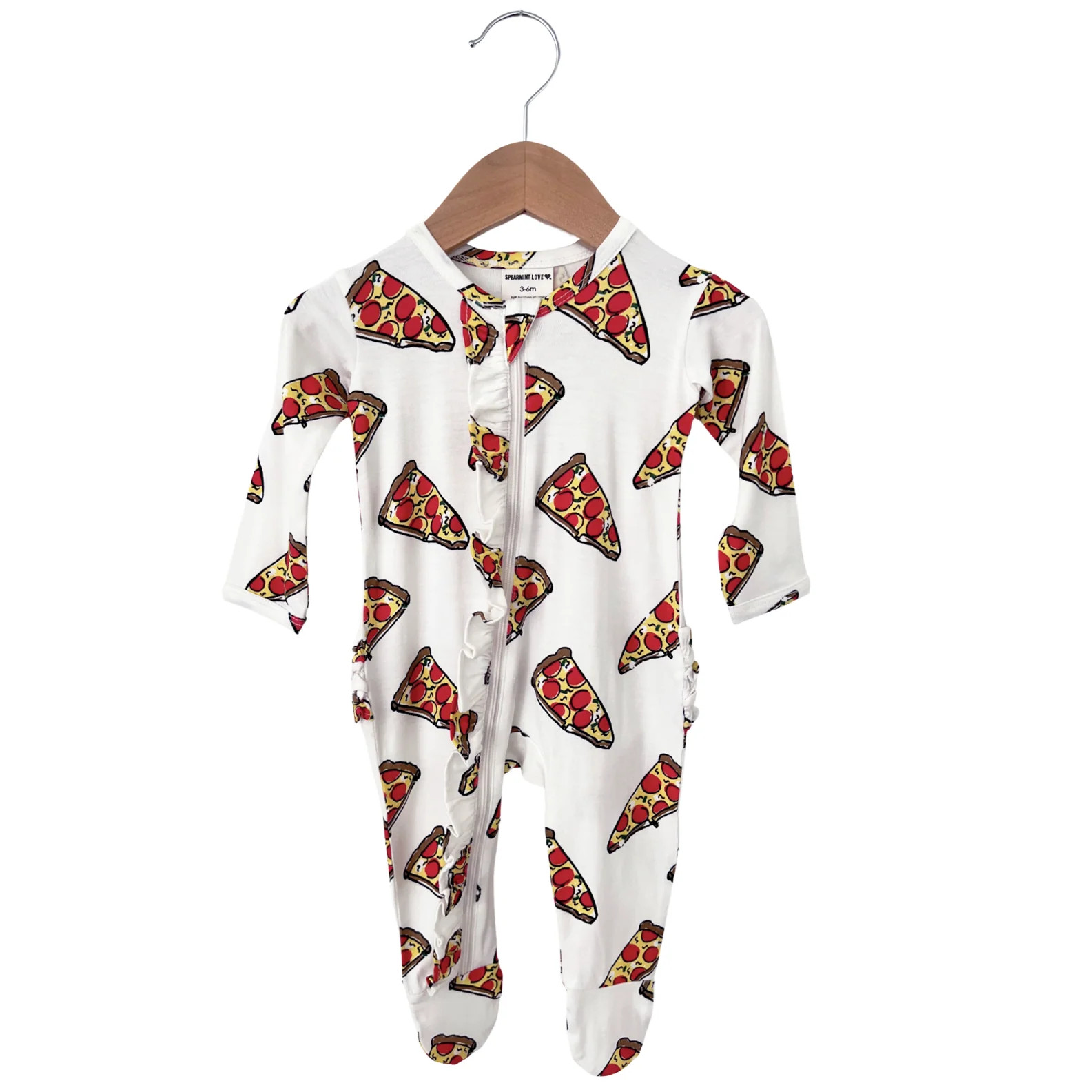 Ruffle Zipper Footie, Pizza | SpearmintLOVE