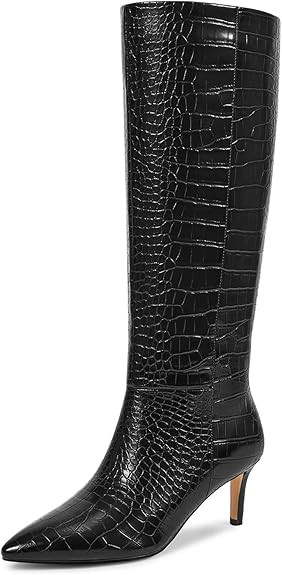 wetkiss Knee High Boots for Women, with Kitten Heel and Pointed Toe Design, Classic and Sexy | Amazon (US)