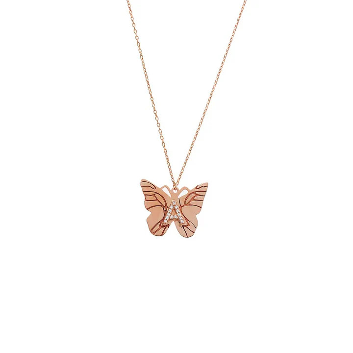 Pave Initial Butterfly Pendant Necklace | Adina Eden
