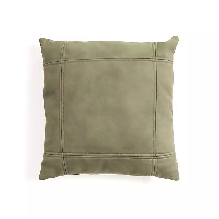 New! Olive Faux Leather Splice Throw Pillow | Kirkland's Home