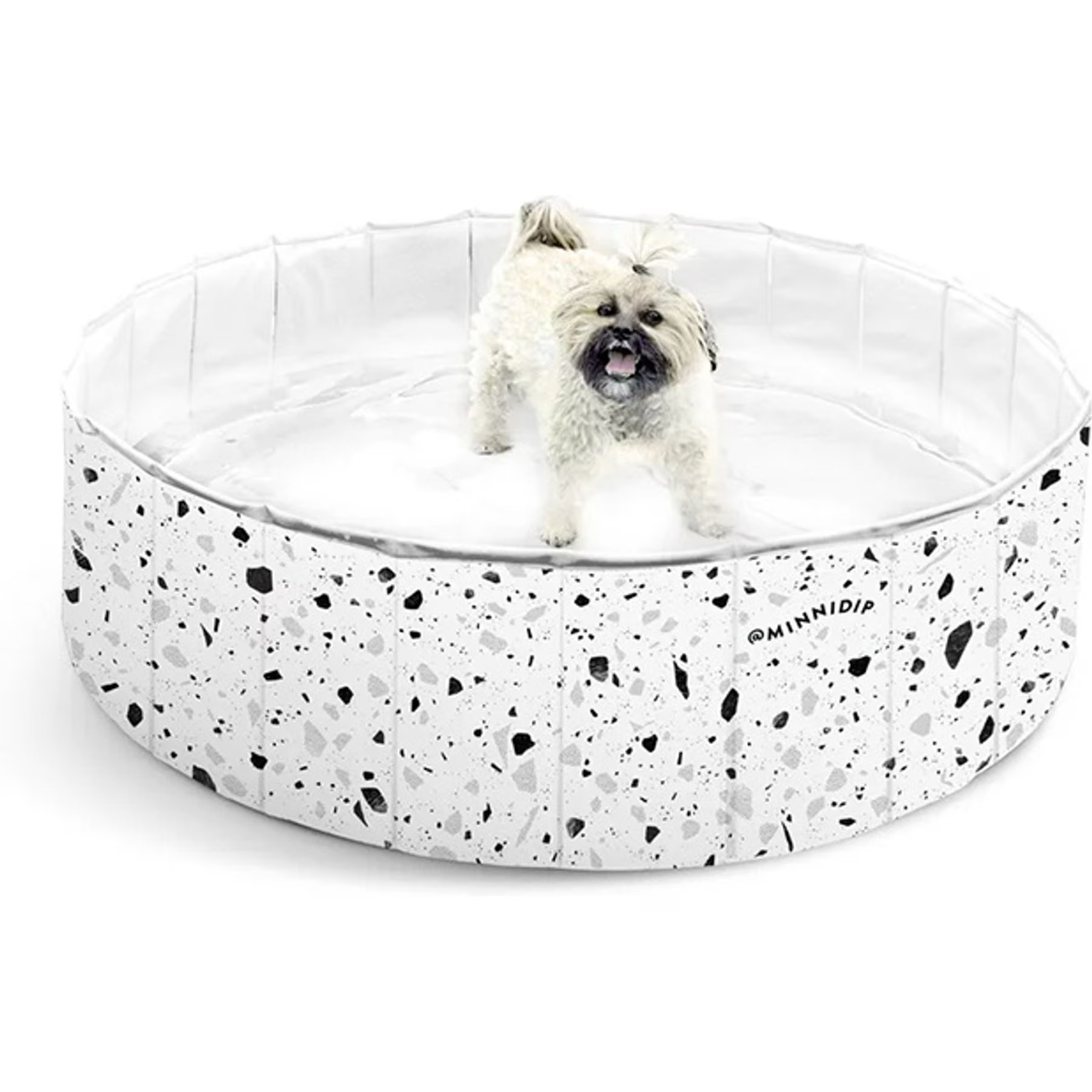 Minnidip The Speckled Terrazzo Pup Dip Dog Pool, Black/White | Chewy