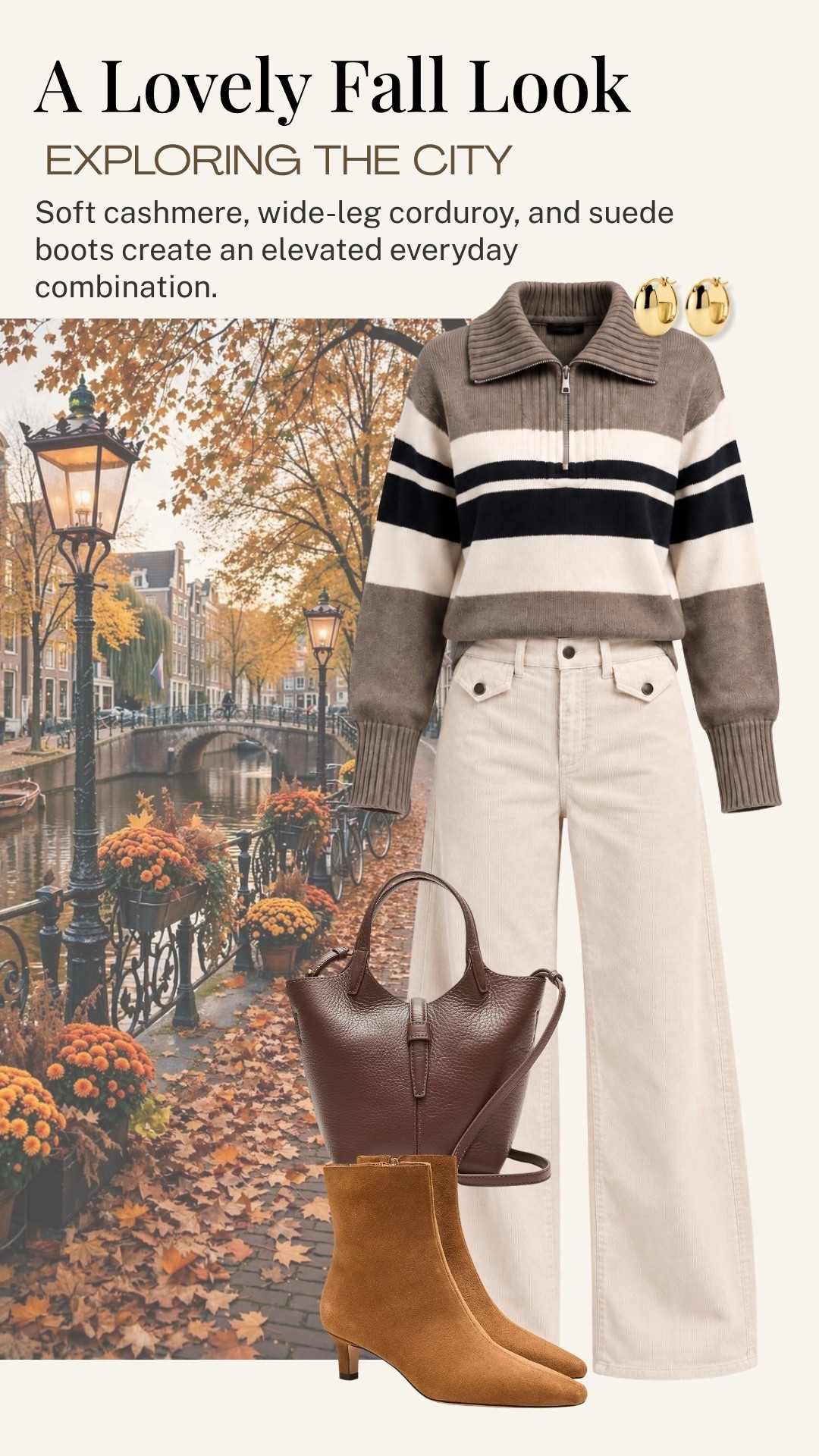 A soft cashmere sweater and wide-leg corduroy pants make such an easy fall combination. I love the warm neutral palette with suede ankle boots and a classic leather tote for a polished day around town.

#LTKOver40 #LTKootd #LTKSeasonal