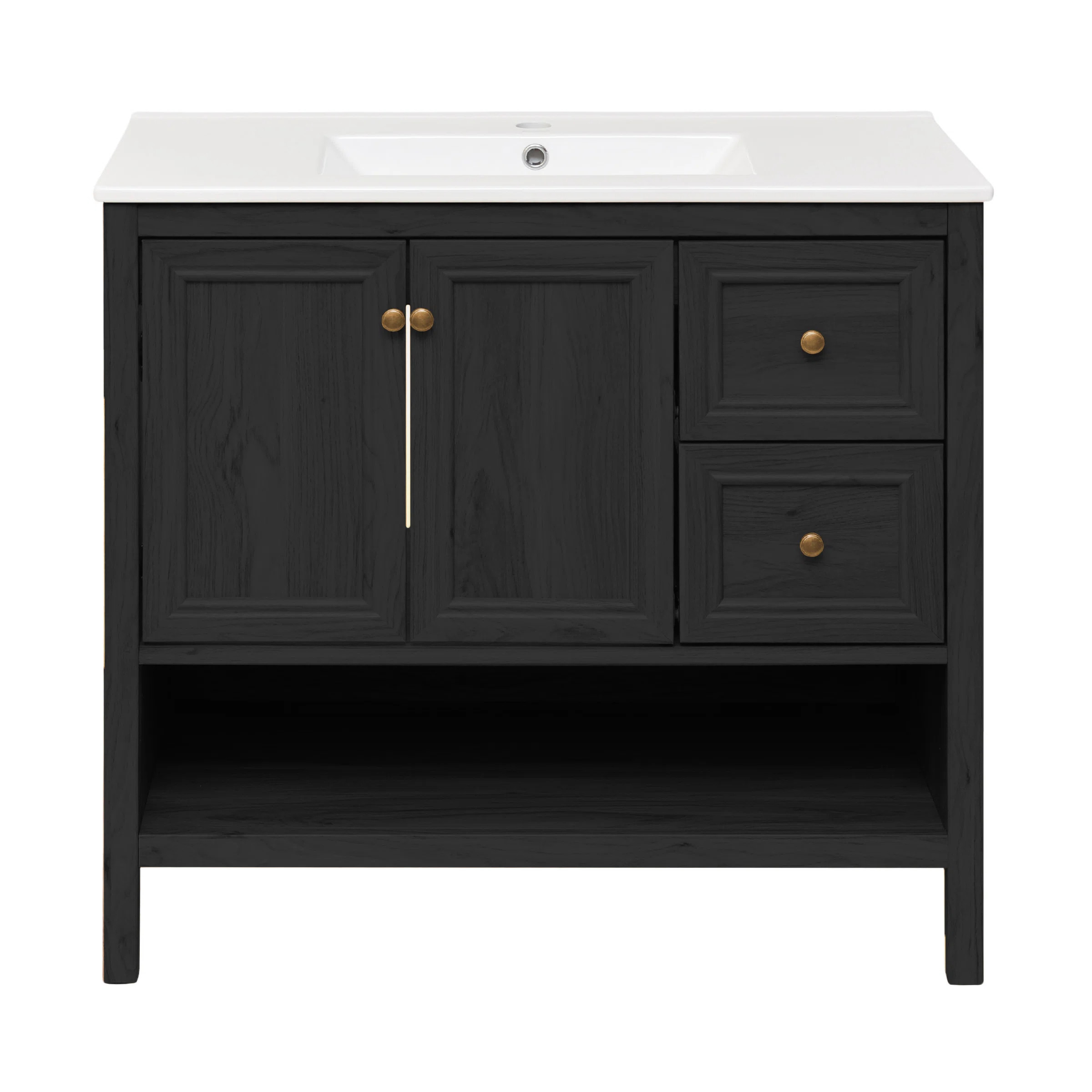 Château 36" Freestanding Bathroom Vanity In Oak With Sink Top | Wayfair North America