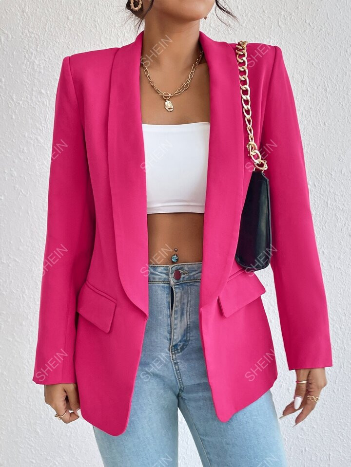 SHEIN Privé Solid Shawl Collar Blazer | SHEIN