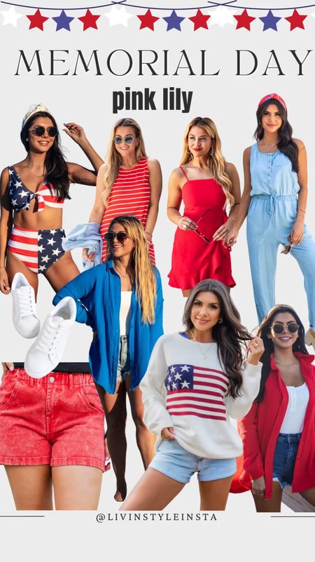 The Pink Lily patriotic edit- Fun swimsuits, dresses and outfits for Memorial Day!

#LTKSeasonal #LTKstyletip #LTKVideo