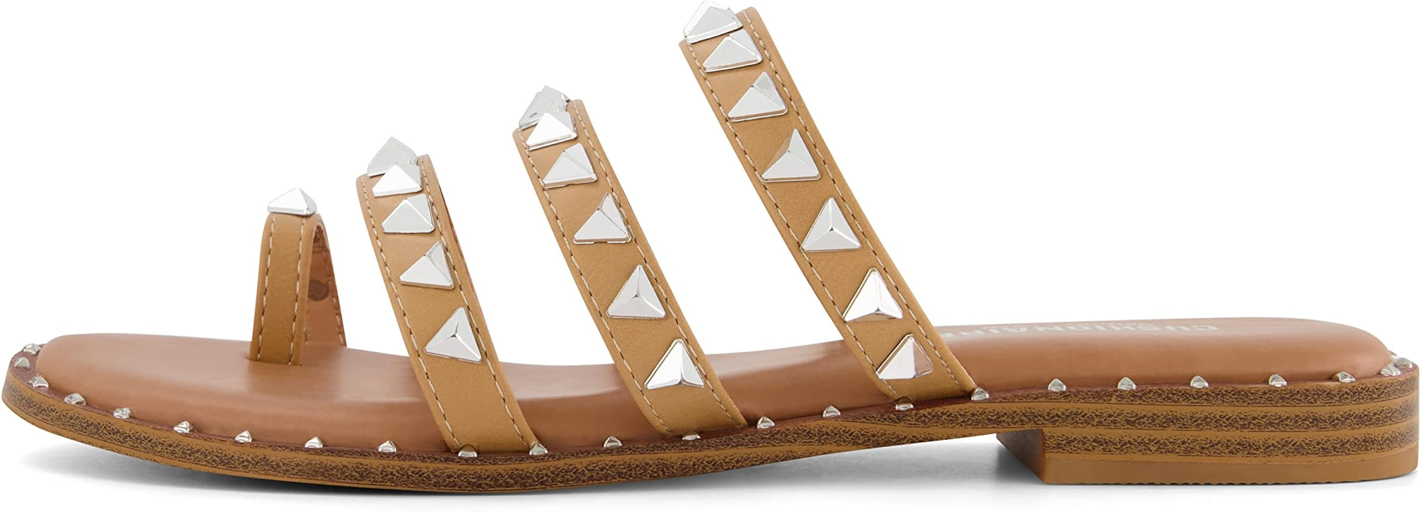 CUSHIONAIRE Women's Tabitha Studded toe thong sandal with Memory Foam | Amazon (US)