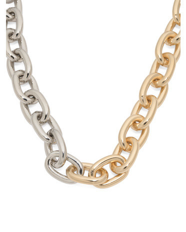 Two Tone Link Toggle Necklace, Gold | TJ Maxx