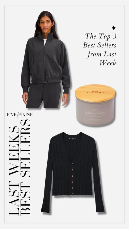 Last weeks best sellers — zip up sweatshirt, black thin cardigan, fall candle 

#LTKSeasonal