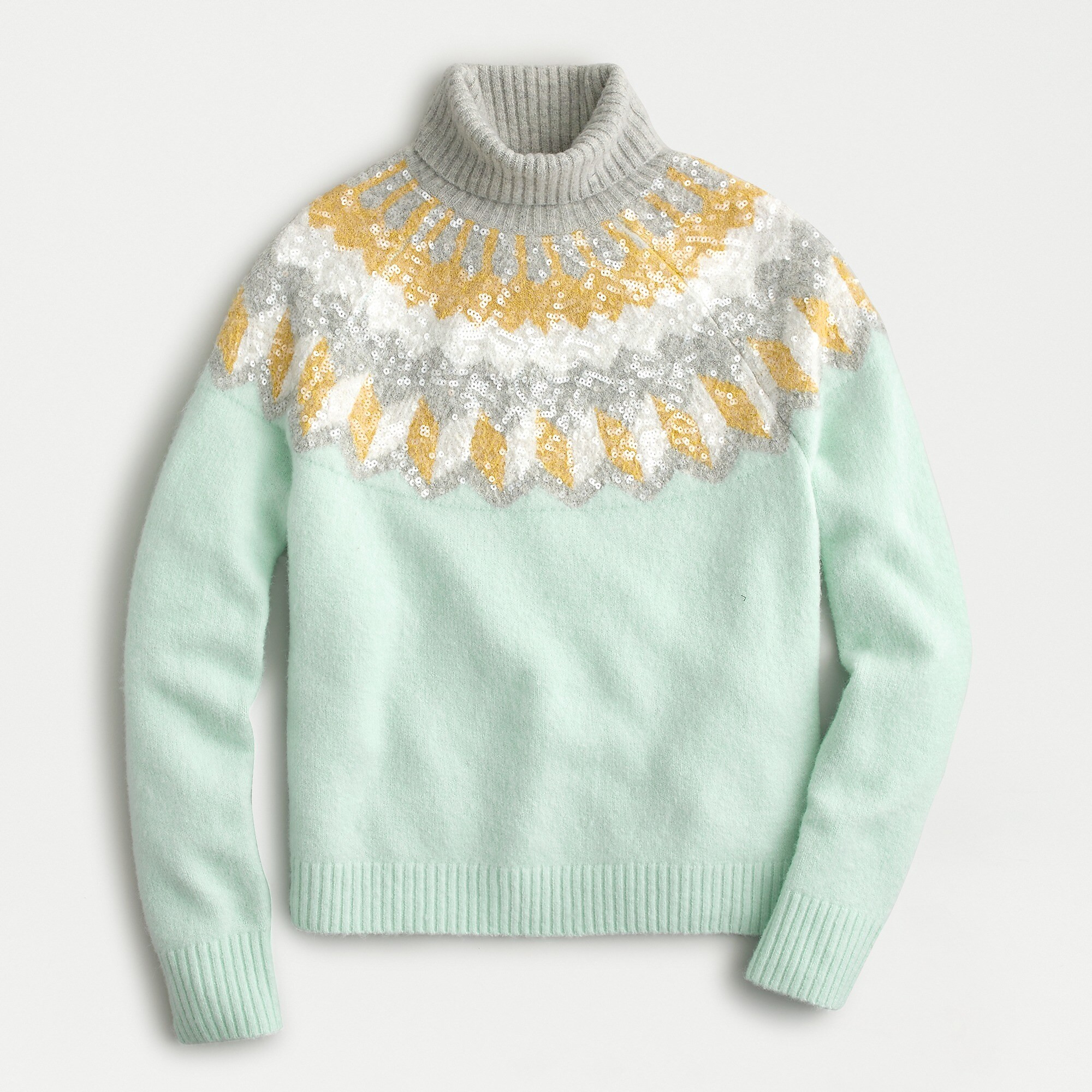 Fair Isle sequin turtleneck sweater in supersoft yarn | J. Crew US