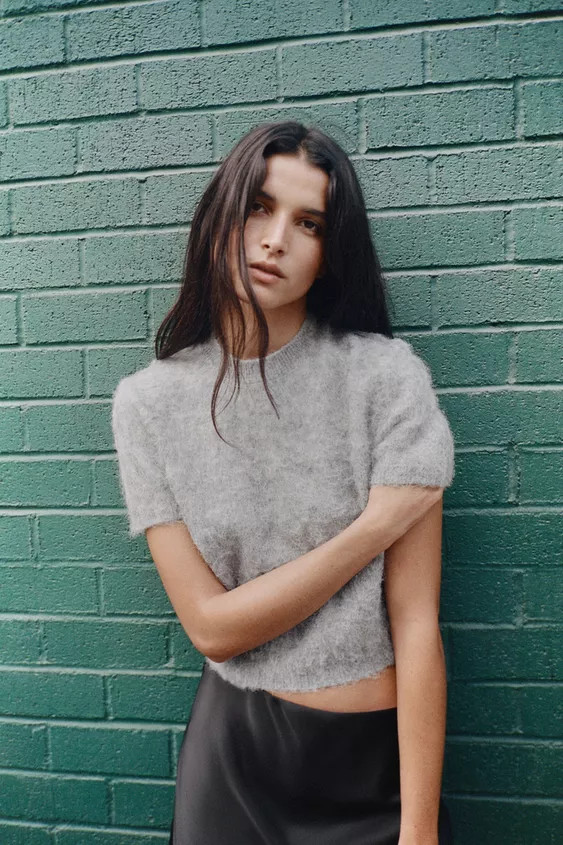 SHORT SLEEVE KNIT SWEATER | Zara US