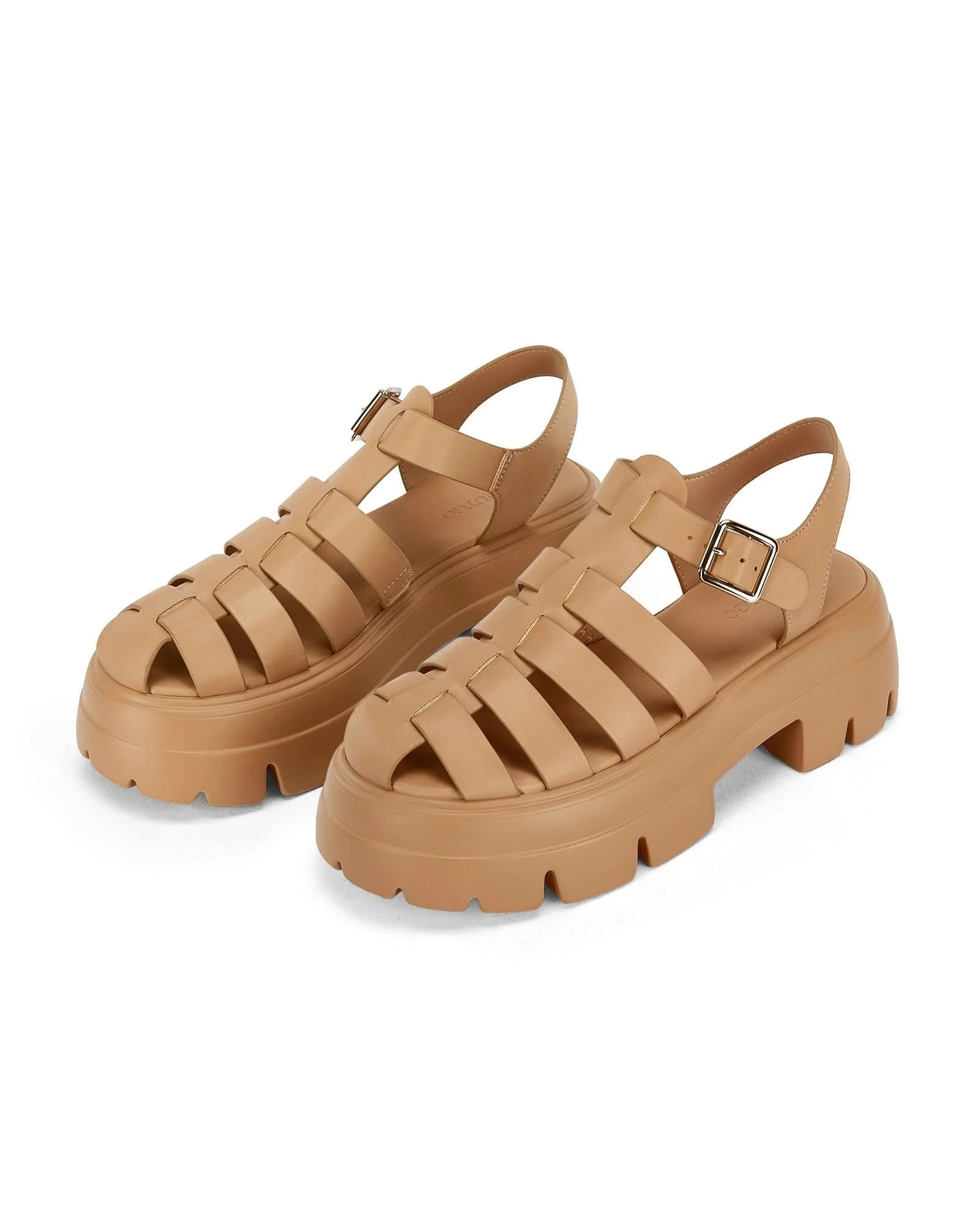 QING Womens Platform Fisherman Sandals Chunky Lug Sole Heels Gladiator Ankle Strap Closed Toe San... | Walmart (US)